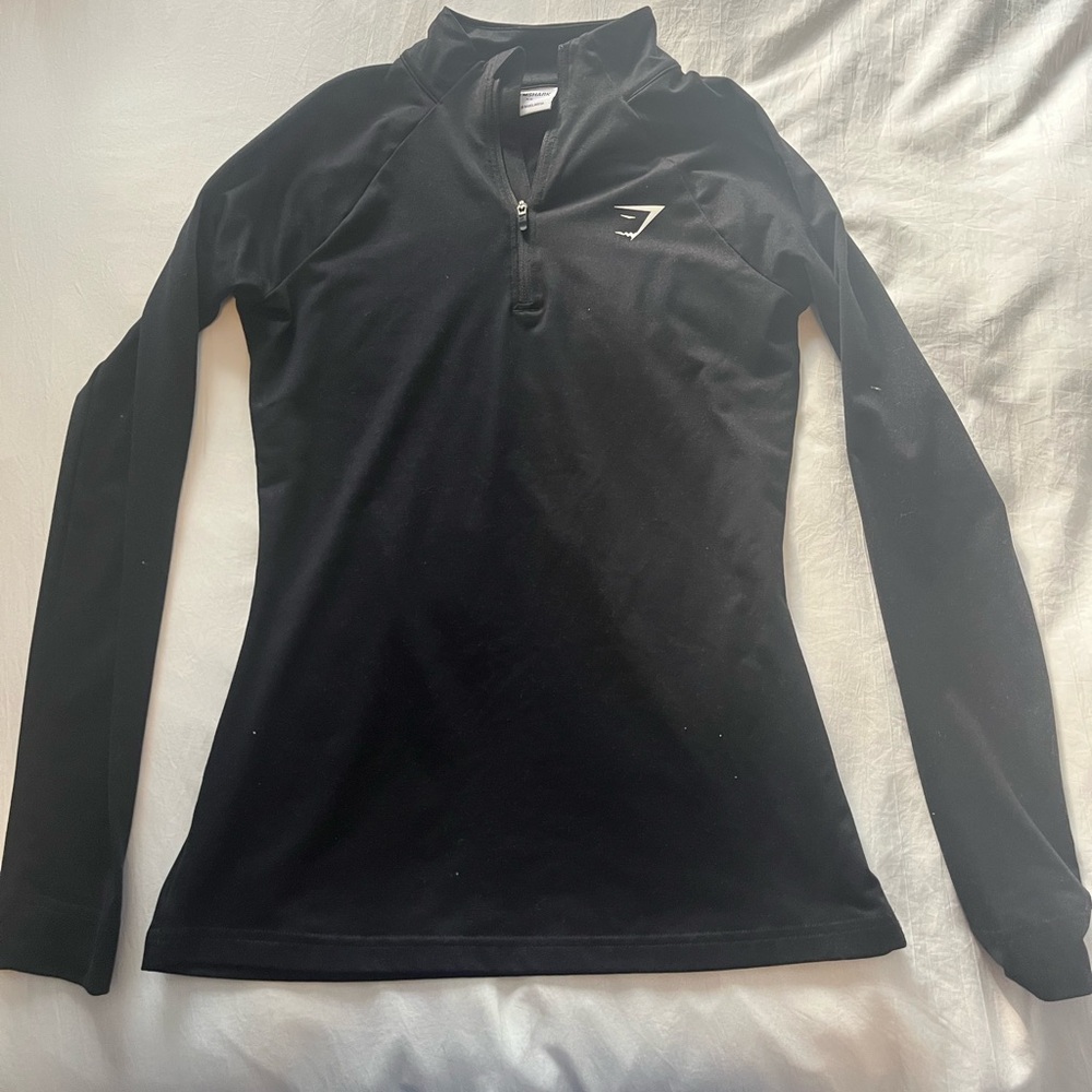 Gymshark Black Fitted Long Sleeve Polo Tee
